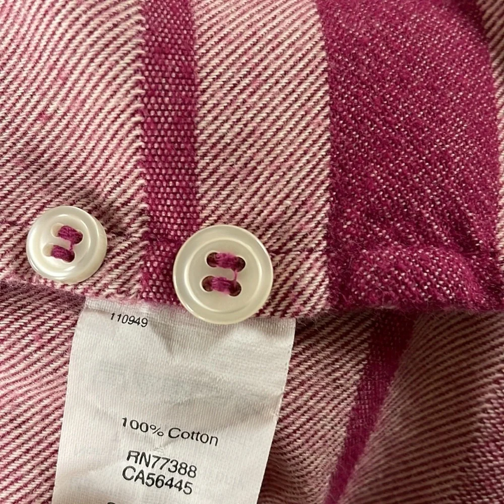 J Crew striped button down shirt, XS, Roomy, plum & lavender, heavy fabric